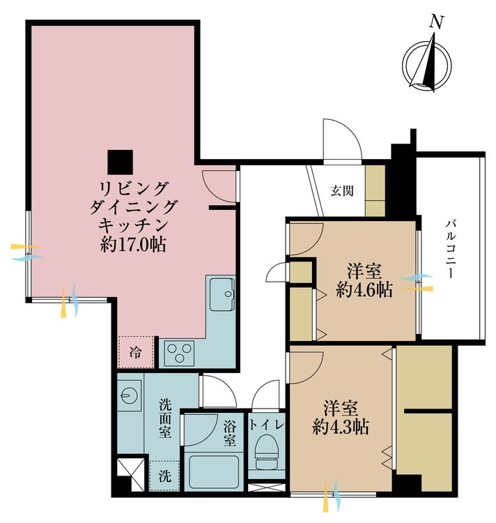 その他 2LDK、専有面積60.21m2、バルコニー面積4.41m2