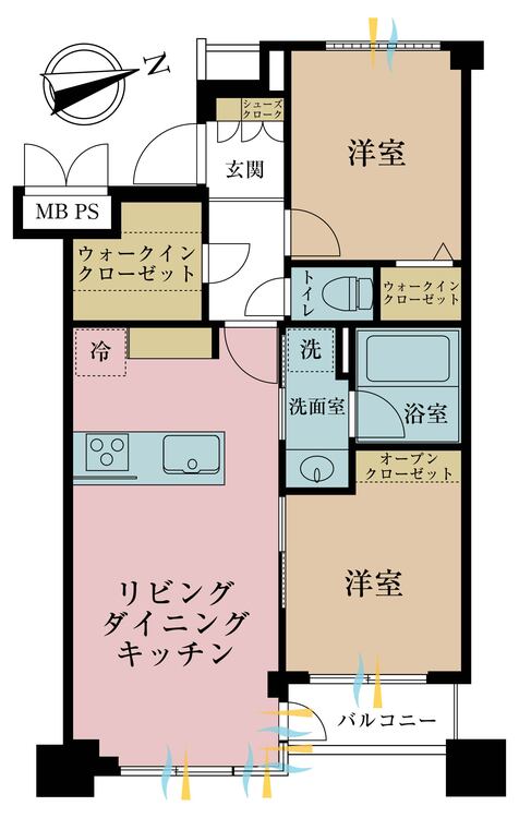 その他 2LDK、専有面積50.38m2、バルコニー面積3.84m2