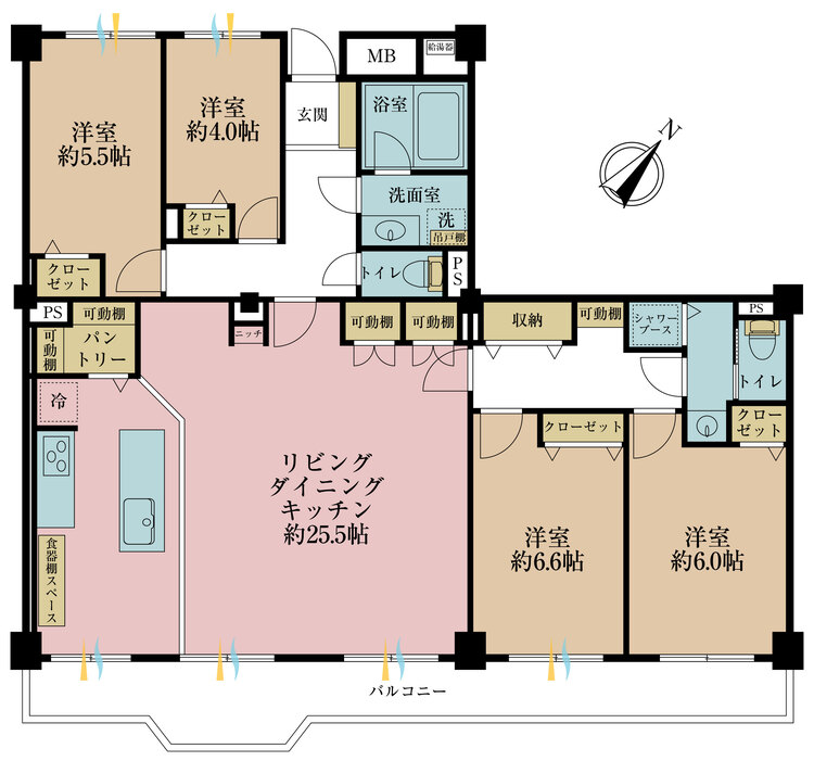 その他 4LDK、専有面積120.01m2、バルコニー面積15.3m2