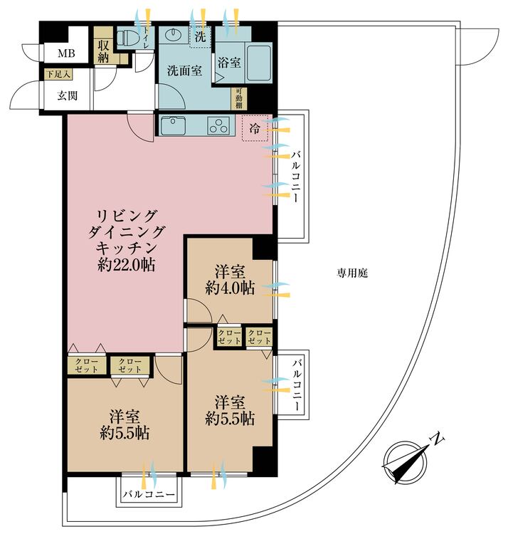 その他 3LDK、専有面積86.96m2、バルコニー面積7.8m2