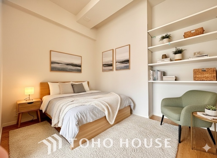 内装 ＊配置してある家具や小物はCGによるイメージ画像です。寝室は一日の疲れを癒す大切な空間。快適で落ち着けるおすすめの間取りです。