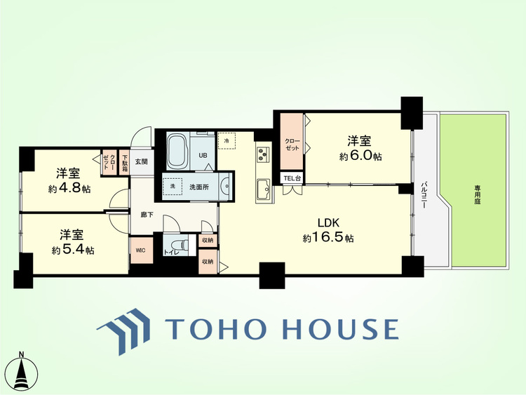 間取り 3LDK　専有面積78.80平米、バルコニー面積8.46平米