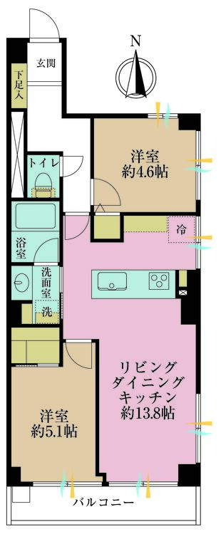 その他 2LDK、専有面積55m2、バルコニー面積5.17m2