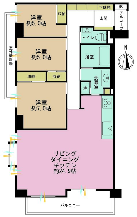 その他 3LDK、専有面積96.85m2、バルコニー面積8.94m2
