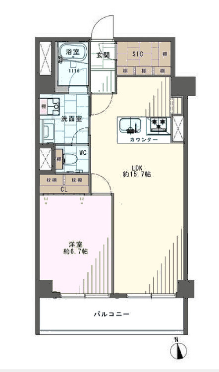 その他 1LDK+S（納戸）、専有面積52.25m2、バルコニー面積8.25m2