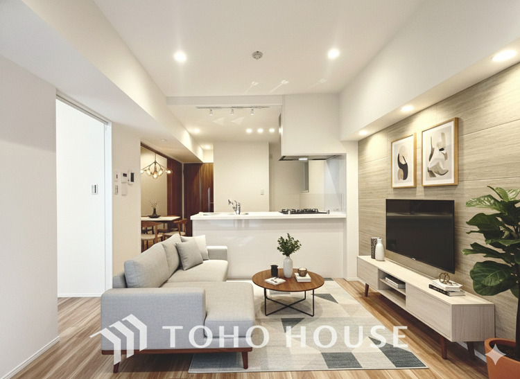 内装 ◆煌びやか◆愛おしい家族との団欒の時間をより一層幸せなものに感じさせる煌びやかなLDK。輝かしい毎日が待っています。※この画像の家具の配置には、CGによる加工を施しております。