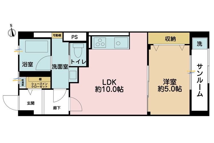 その他 1LDK、専有面積40.5m2、バルコニー面積4.5m2