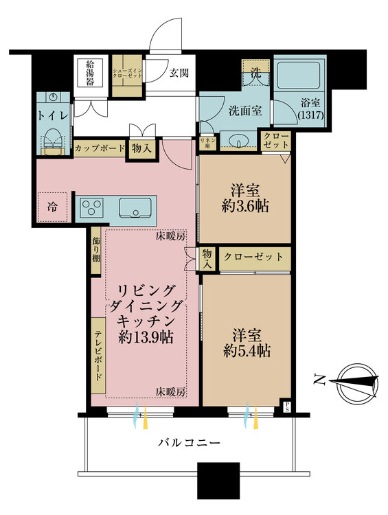 その他 2LDK、専有面積58.94m2、バルコニー面積8.42m2