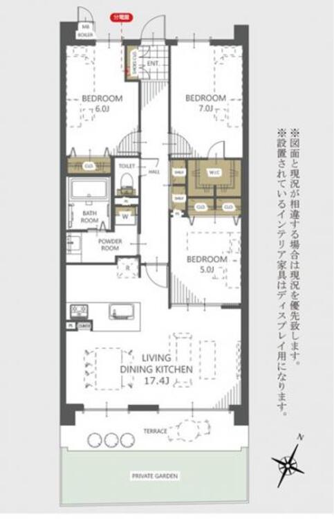 間取り リビングは17.4帖以上の大空間を提供