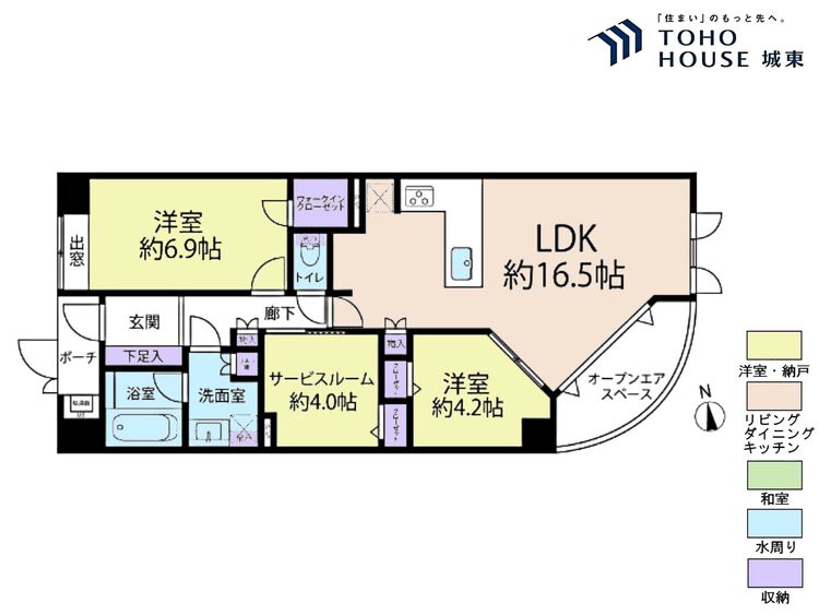 間取り ２ＳＬＤＫ、専有面積７０．５１平米、バルコニー面積４．７３平米