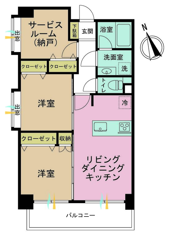 その他 2LDK+S（納戸）、専有面積54.67m2、バルコニー面積6.56m2