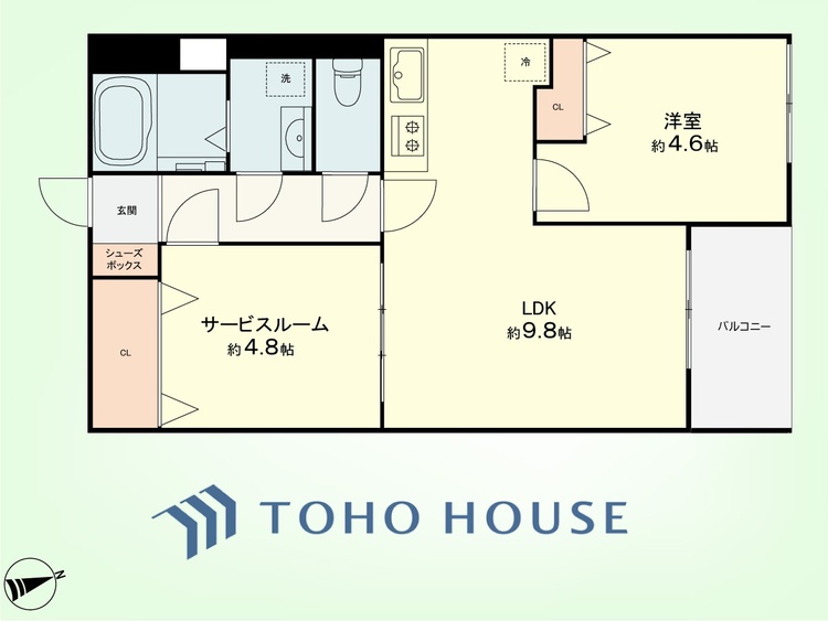 間取り 1SLDK　専有面積47.22平米、バルコニー面積3.24平米
