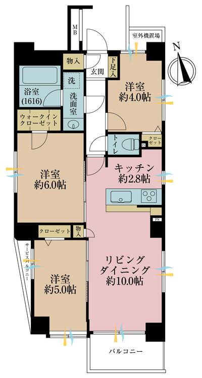 その他  3LDK、専有面積61.36m2、バルコニー面積4.4m2