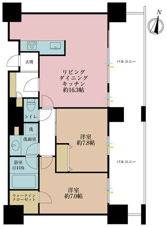 その他 2LDK、専有面積71.52m2、バルコニー面積24m2