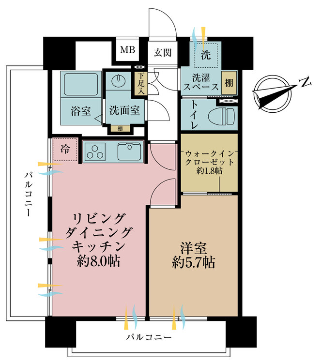 その他 1LDK、専有面積42.12m2、バルコニー面積14.18m2