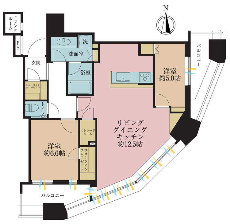 その他 2LDK、専有面積73.47m2、バルコニー面積6.77m2
