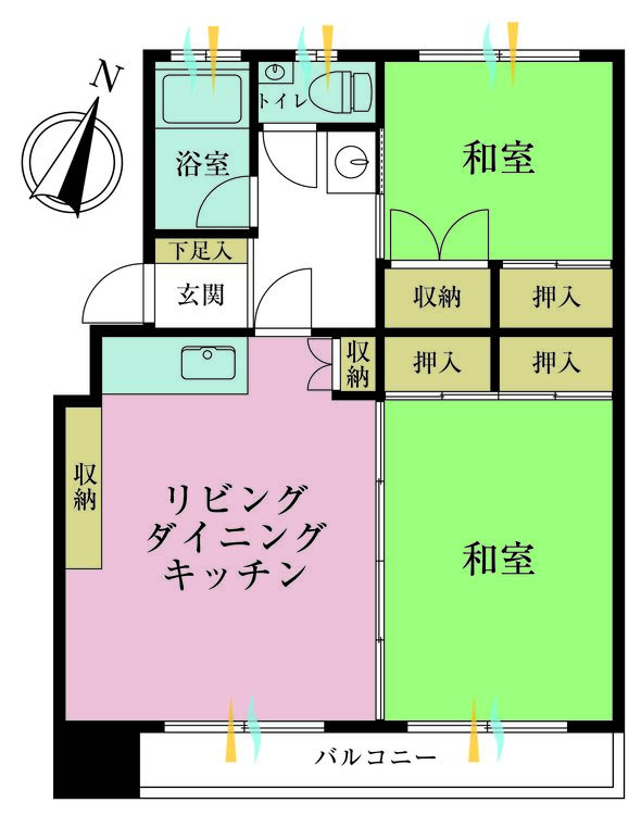 その他 2LDK、専有面積55.02m2、バルコニー面積4.7m2