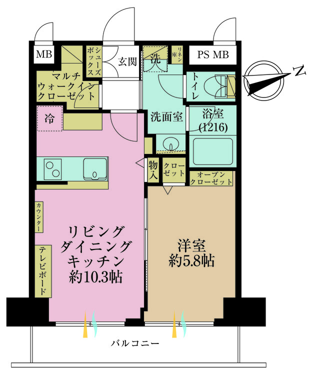 その他 1LDK、専有面積39.42m2、バルコニー面積5.4m2