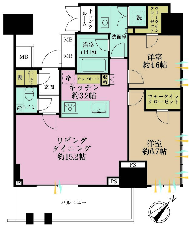 その他 2LDK、専有面積70.39m2