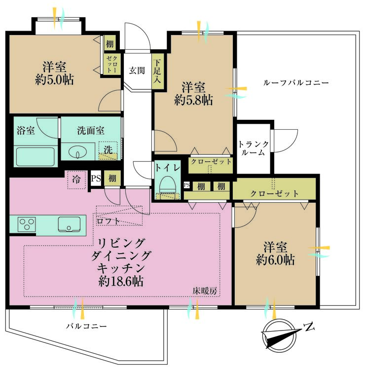 その他 3LDK、専有面積79.03m2、バルコニー面積6.72m2