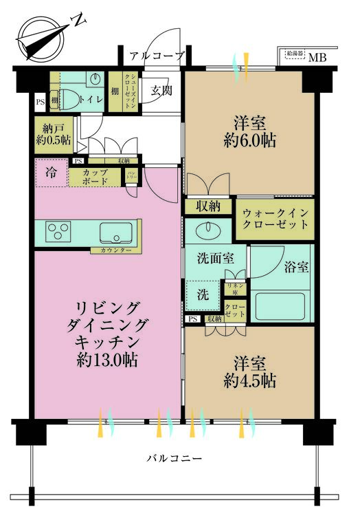 その他 2LDK、専有面積55.61m2、バルコニー面積12.06m2