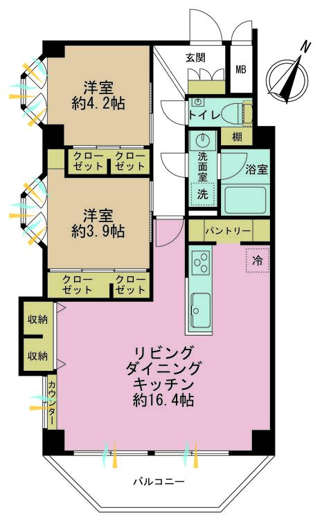 その他 2LDK、専有面積63.78m2、バルコニー面積6.27m2