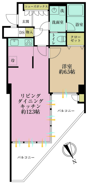 その他 1LDK、専有面積47.1m2、バルコニー面積12.78m2