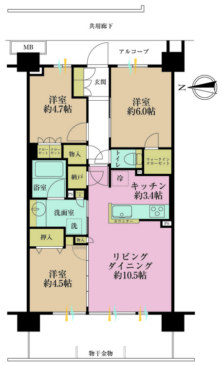 その他 3LDK、専有面積66.49m2、バルコニー面積12.2m2
