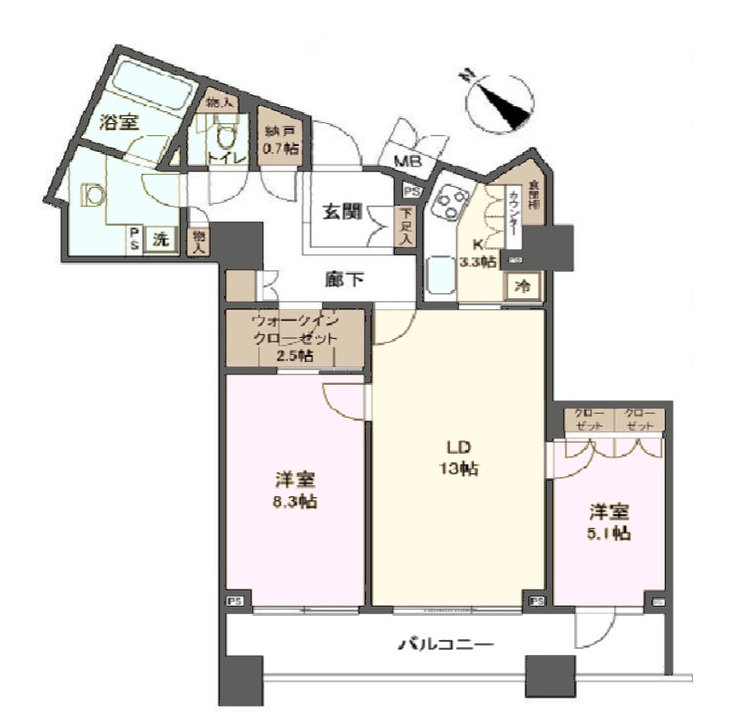 その他 2LDK+S（納戸）、専有面積78.75m2、バルコニー面積12.3m2