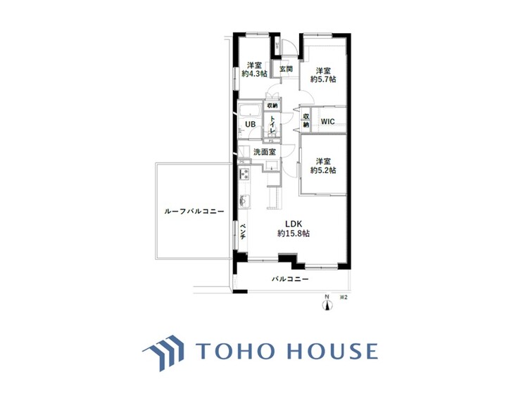 間取り 採光と風　家事導線も比較的良好で、風通しの良さで過ごしやすい麗(うら)らかな気分にさせてくれるリビング