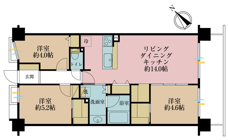 その他 3LDK、専有面積66.69m2、バルコニー面積9.12m2