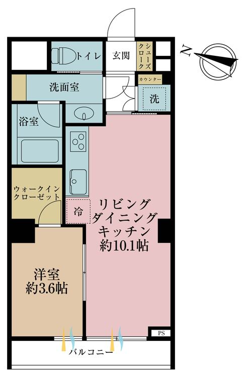 その他 1LDK、専有面積37.35?、バルコニー面積3.49? 
