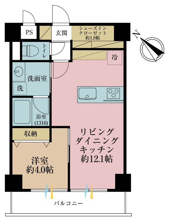 その他 1LDK、専有面積40.04?、バルコニー面積5.72? 