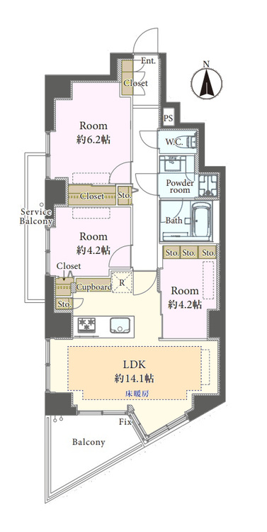 その他 3LDK、専有面積67.8m2、バルコニー面積7.9m2