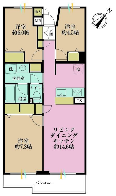 その他 3LDK専有面積66.85m2、バルコニー面積6.84m2