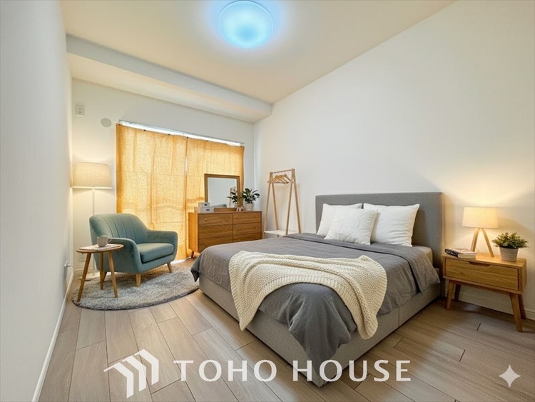 内装 ＊配置してある家具や小物はCGによるイメージ画像です。寝室は一日の疲れを癒す大切な空間。快適で落ち着けるおすすめの間取りです。