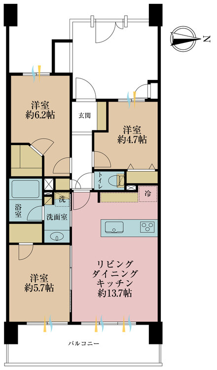 その他 3LDK、専有面積68.73m2、バルコニー面積13.2m2
