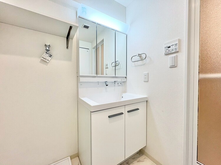 洗面 何かと物が増える場所だからこそ、スッキリと見映えの良い空間に。