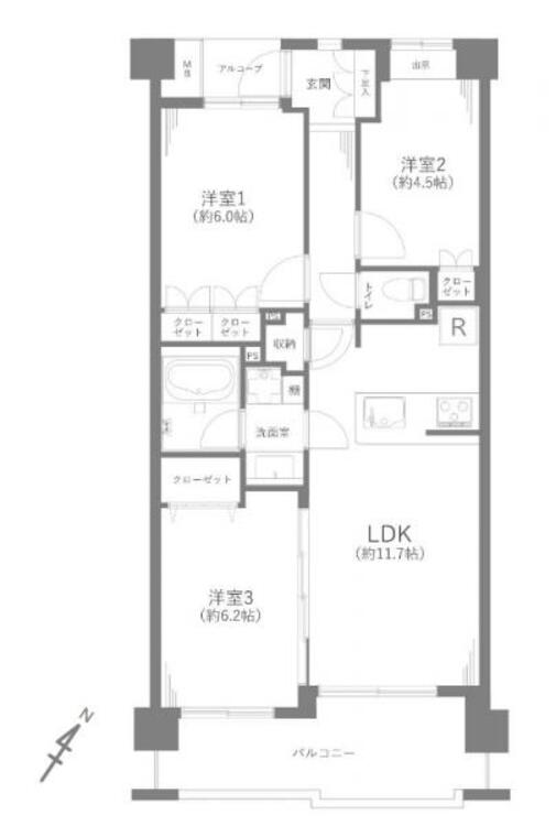 間取り ペット飼育可、南東向き！前面公園に付き日当たり良好