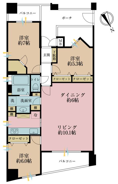 その他 3LDK、専有面積83.79m2、バルコニー面積11.74m2