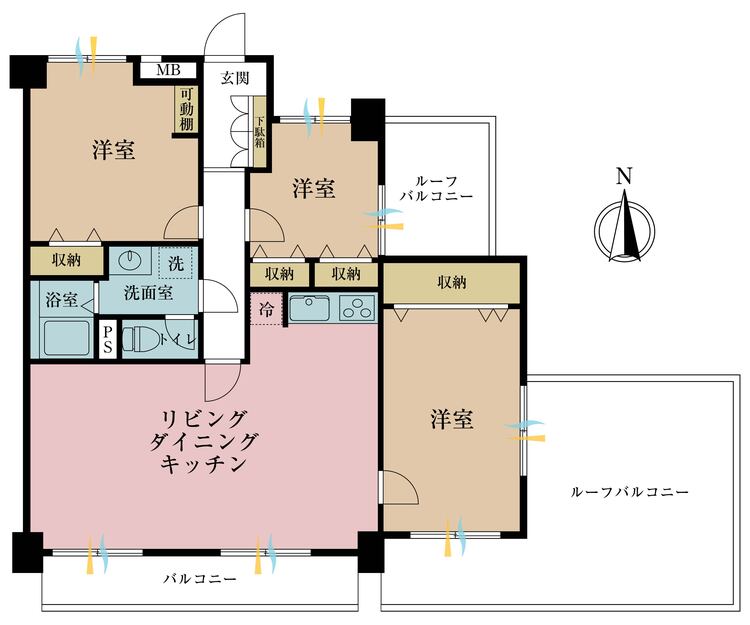 その他 3LDK、専有面積88.62m2、バルコニー面積3.75m2