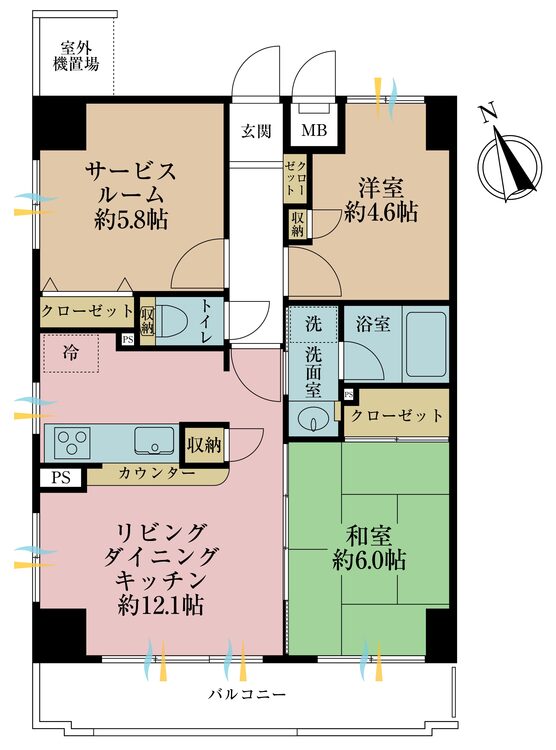 その他 2LDK+S（納戸）、、専有面積60.3m2、バルコニー面積7.87m2
