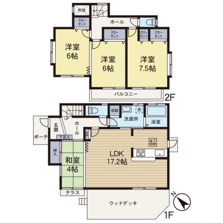 間取り 【間取り】全居室が南向きで日当たり良好な間取りです。