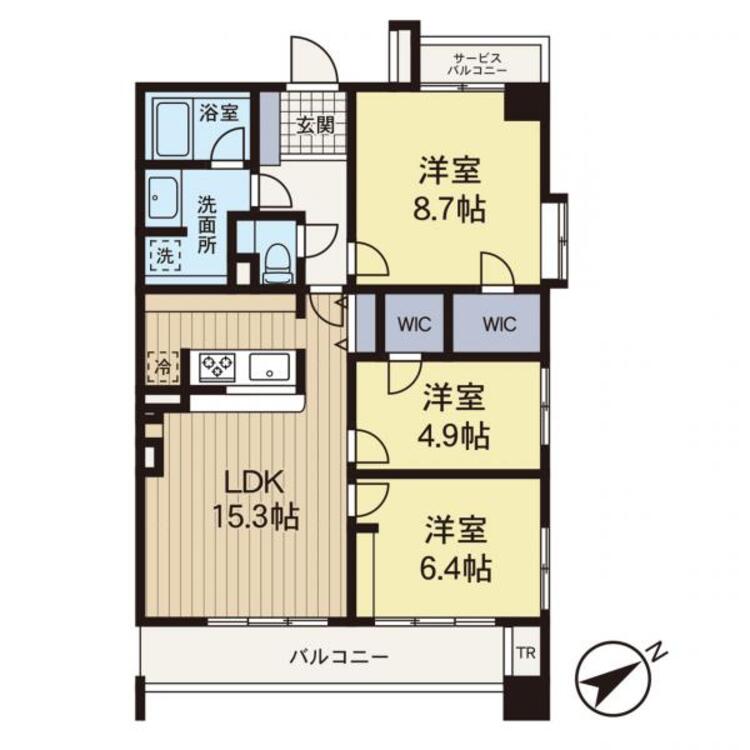 間取り 【間取り図】最上階・角部屋につき、陽当り・通風良好です！WIC２つあります！