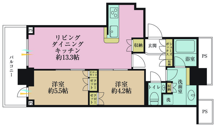 その他 2LDK、専有面積56.87m2