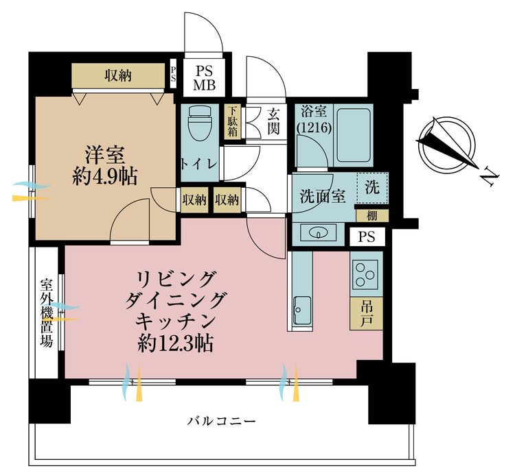 その他 1LDK、専有面積41.66m2、バルコニー面積12.87m2