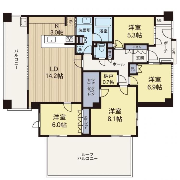 間取り 【間取り図】陽当たり良好な間取りです