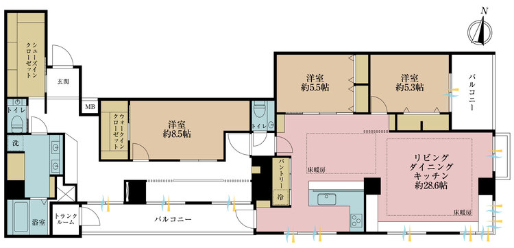 その他 3LDK、専有面積151.71m2、バルコニー面積19.19m2
