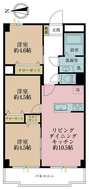その他 3LDK、専有面積58.05m2、バルコニー面積7.66m2