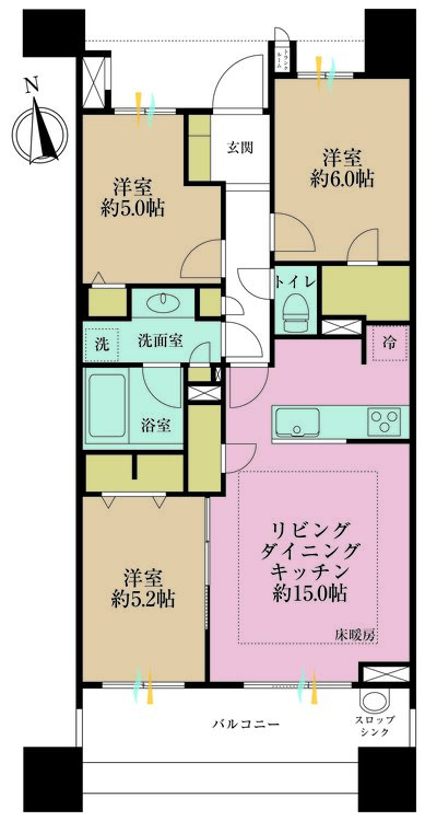 その他 3LDK+S（納戸）、専有面積71.94m2、バルコニー面積12.8m2